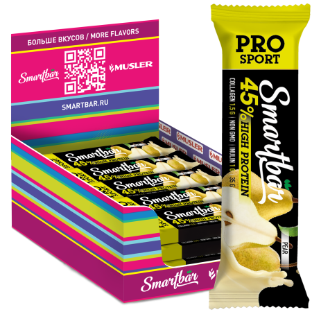 Батончик протеиновый SmartBar Protein Pro "Грушевый" с высоким содержанием протеина, 25 шт. х 35 г